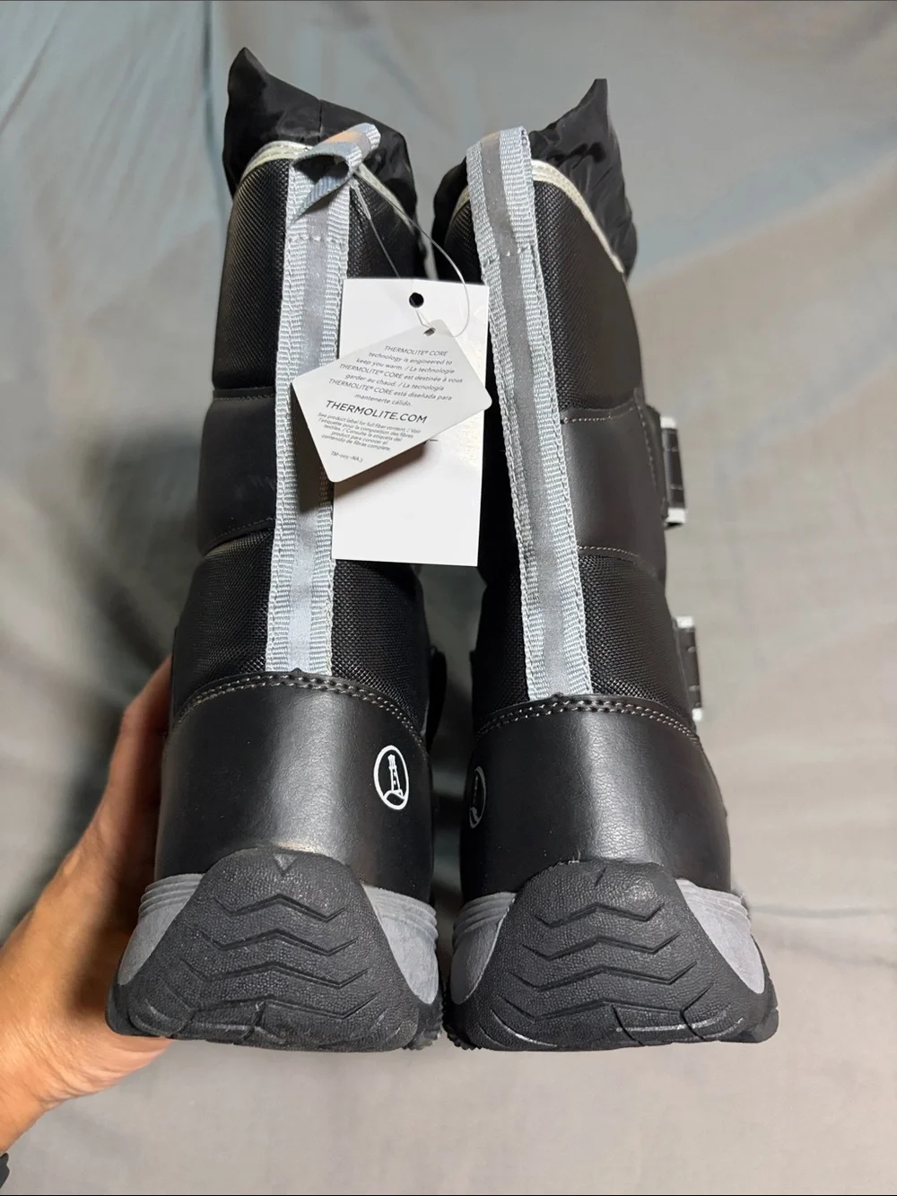 Lands' End Black Kids' Snow Boots with White Trim